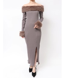 EATME | フェイクファーオフショルロングワンピース(ワンピース)