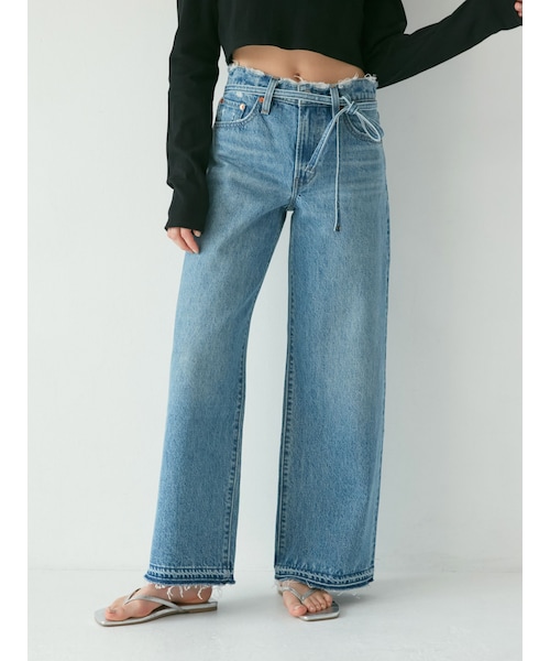 美品アングリッド Levi’s別注 XL STRAIGHTダメージデニム23㌅ アングリッド Ungrid Levi's別注 XL STRAIGHRTダメージデニム