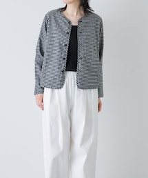 かぐれ | Yoli GINGHAM REVERSIBLE JACKET(ノーカラージャケット)