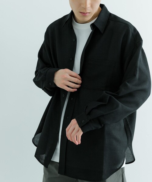ITEMS URBANRESEARCH（アイテムズ アーバンリサーチ）の「リネンライクシアーロングスリーブシャツ（シャツ/ブラウス・メンズ・WHT/BLK・M/L）」の12枚目の写真