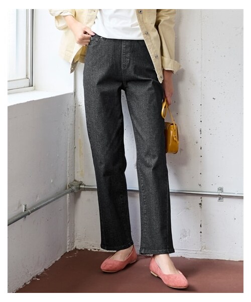 nissen（ニッセン）の「＜大きいサイズ＞超ラクチンデニムゆるストレートデニンスパンツ（ゆったりヒップ）（選べる２レングス)（パンツ・レディース・ユーズドブルー/オーバーダイベージュ/ブラック・L/LL/3L/4L/5L/6L/8L/10L）」の22枚目の写真