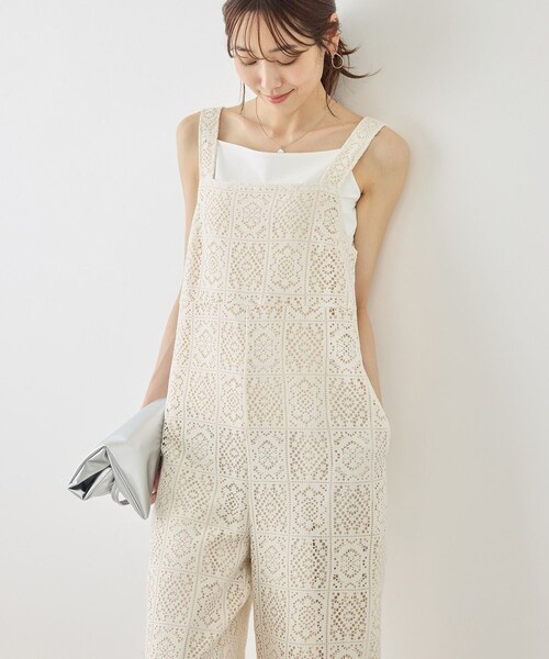ROPE' PICNIC(ロペピクニック)の「幾何学レースオールインワン(つなぎ/オールインワン・レディース・キナリ/ブラウン・F)」の7枚目の写真