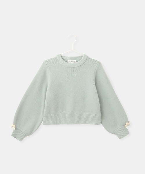 ROPE' PICNIC（ロペピクニック）の「【KIDS/キッズ】スフレニットシリーズ リボンニットプルオーバー/イージーケア・リンクコーデ（ニット/セーター・キッズ・キナリ/グリーン系/ピンク系・L/M/S）」の4枚目の写真