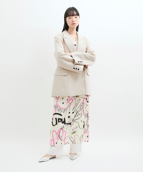 ADAM ET ROPE'（アダムエロペ）の「リネンMIXオーバージャケット（テーラードジャケット・レディース・キナリ/ベージュ・F）」の7枚目の写真