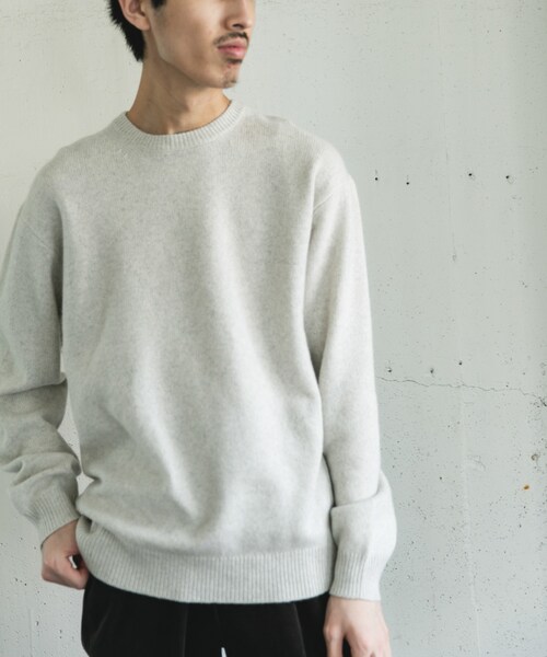 URBAN RESEARCH DOORS（アーバンリサーチドアーズ）の「ハミルトンウールクルーネックニット（ニット/セーター・メンズ・OFF/SAGE GREEN/MIX BROWN/BLACK・M/L/XL）」の7枚目の写真
