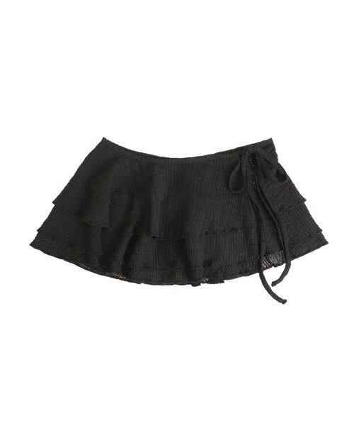 EMODA（エモダ）の「ニットレースラップスカート（スカート・レディース・ホワイト/ブラック・F）」の2枚目の写真