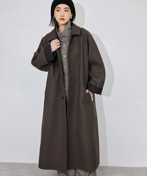 ADAM ET ROPE'(アダムエロペ)の「ソモウリバーバルマカーンコート(ステンカラーコート・レディース・ダークブラウン系/ベージュ系・36/38)」の1枚目の写真