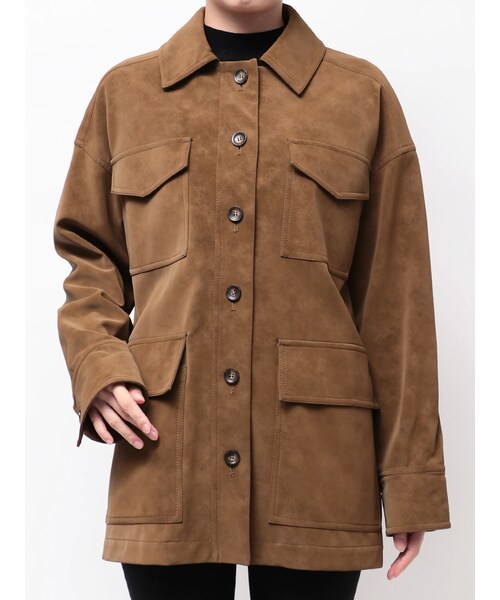 MURUA（ムルーア）の「フェイクスウェードワークジャケット（その他アウター・レディース・キャメル/ベージュ・F）」の2枚目の写真