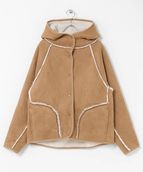 URBAN RESEARCH Sonny Label（アーバンリサーチサニーレーベル）の「ムートンリバーシブルフーディーコート（ムートンコート・レディース・CCLxCCL/IVOxBEG/OFF×CAM・36/38）」の15枚目の写真