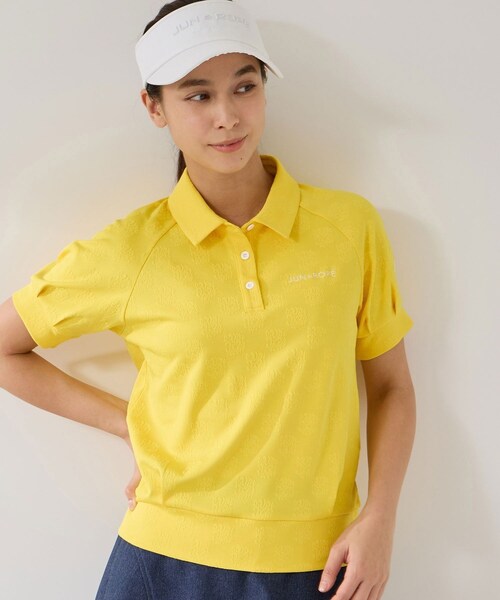 ROPE'（ロペ）の「ジャガードタックスリーブ半袖ポロ/UV・吸水（ポロシャツ・レディース・ブラック/ホワイト/ターコイズ/イエロー・L/M/S）」の10枚目の写真