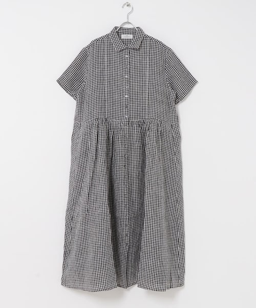 かぐれ(カグレ)の「SOIL GINGHAM CHECK SHORT-SLEEVE DRESS(ワンピース・レディース・BLACK・2)」の13枚目の写真