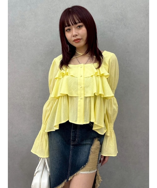 EVRIS（エヴリス）の「フリルボリュームチュニック（シャツ/ブラウス・レディース・ホワイト/ブラック/イエロー・F）」の7枚目の写真