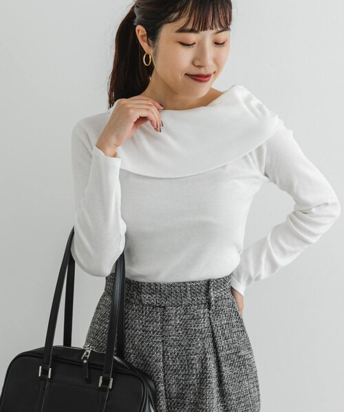 URBAN RESEARCH ROSSO（アーバンリサーチロッソ）の「F by ROSSO　アシメボートネックプルオーバー（Tシャツ/カットソー・レディース・BORDER/OFF WHITE/BLACK・FREE）」の6枚目の写真