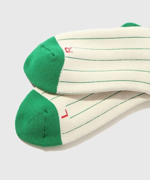 ADAM ET ROPE'（アダムエロペ）の「【HELLA GREEN/ヘラグリーン】Stripe Sox（ソックス/靴下・メンズ・グリーン/ネイビー・F）」の8枚目の写真