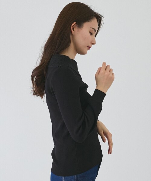 Jayro（ジャイロ）の「ラメアシメオフショル風プルオーバー（ニット/セーター・レディース・ブラック/ホワイト系/パープル系/ピンク・M）」の7枚目の写真