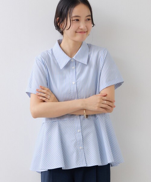 VIS(ビス)の「ペプラム切替キャップスリーブシャツ(シャツ/ブラウス・レディース・ネイビー/サックス/ピンク・F)」の6枚目の写真