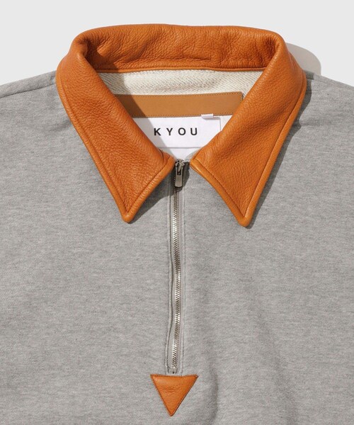 ADAM ET ROPE'（アダムエロペ）の「【KYOU/キョウ】BROTHERS Leather x Original Supima Aging Cotton Sweat（スウェット・メンズ・ブラック/グレー/オリーブ・1/2）」の8枚目の写真