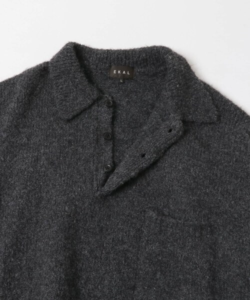 EKAL（エカル）の「シャギーニットポロプルオーバー（ニット/セーター・メンズ・グレー/ブラウン/フォーレンリーブス・M/L）」の17枚目の写真