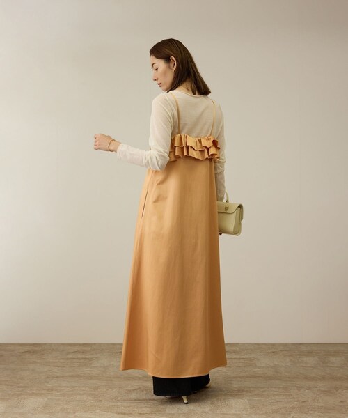 ROPE'（ロペ）の「【洗える】シャイニーサテンキャミワンピース（ドレス・レディース・オフホワイト/オレンジ・F）」の14枚目の写真
