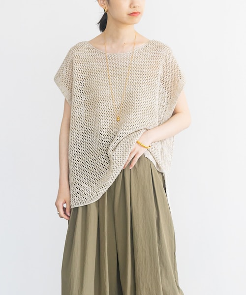 URBAN RESEARCH（アーバンリサーチ）の「メランジメッシュニット（ニット/セーター・レディース・CHARCOAL/BEIGE/GREEN・FREE）」の2枚目の写真