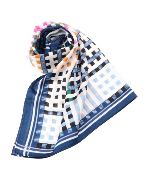 dazzlin（ダズリン）の「カラフルチェックスカーフ（マフラー・レディース・ブラック/グリーン/ネイビー・F）」の3枚目の写真