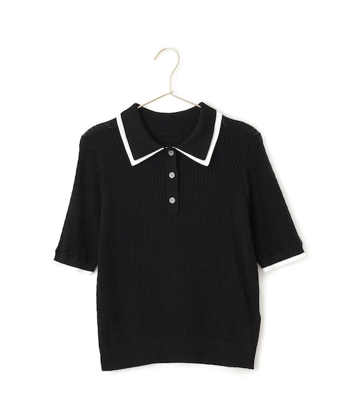 ROPE' PICNIC(ロペピクニック)の「【ちゃんと+かわいい保証】シャーベットニットミニケーブルポロカラーニット/UVケア(ニット/セーター・レディース・ブラック/ダークブラウン/キミドリ/ブルー系・F)」の6枚目の写真