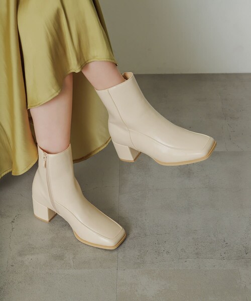 SENSE OF PLACE by URBAN RESEARCH（センスオブプレイスバイアーバンリサーチ）の「ワイドスクエアショートブーツ（ブーツ・レディース・BLACK/IVORY/BEIGE・S/M/L）」の9枚目の写真