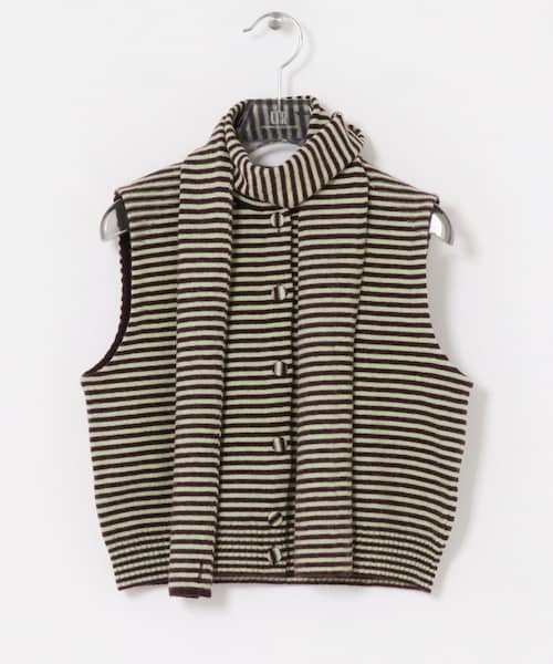 URBAN RESEARCH（アーバンリサーチ）の「TAN　CASHMERE STRIPED KT VEST（ニット/セーター・レディース・WINExLT GN/BLACK・FREE）」の2枚目の写真