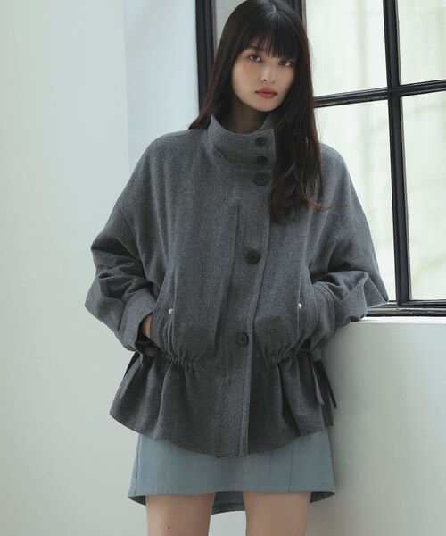 VIS（ビス）の「ドロストペプラムブルゾン（ブルゾン・レディース・グレー/ブラウン系・F）」の2枚目の写真