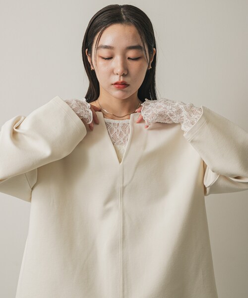SENSE OF PLACE by URBAN RESEARCH（センスオブプレイスバイアーバンリサーチ）の「スキッパールーズトップ（その他トップス・レディース・IVORY/CAMEL/CHARCOAL・one）」の6枚目の写真