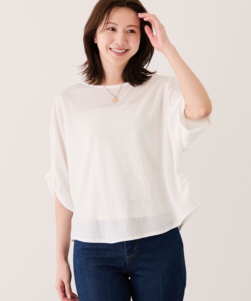 Jayro(ジャイロ)の「バックタックドルマンプルオーバー(Tシャツ/カットソー・レディース・ブラック/ホワイト系/ベージュ・M)」の12枚目の写真