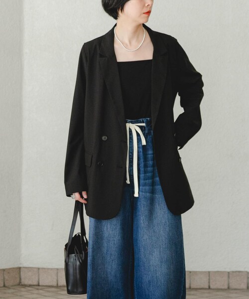 URBAN RESEARCH（アーバンリサーチ）の「ウール混ダブルブレストジャケット（テーラードジャケット・レディース・BLACK/BROWN・FREE）」の9枚目の写真