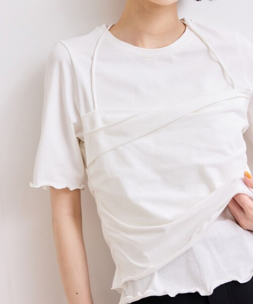 ADAM ET ROPE'(アダムエロペ)の「【WEB限定】ベアトップレイヤードカットソー(Tシャツ/カットソー・レディース・ホワイト/ダークブラウン/ネイビー・F)」の10枚目の写真
