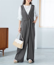 nissen | 大きいサイズ 美ラクRUタッチワイドオールインワン（ゆったりヒップ）（接触冷感・UVカット）(オールインワン・サロペット)