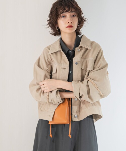 KBF（ケイビーエフ）の「パッチワークGジャン（デニムジャケット・レディース・YELLOW/BEIGE・one）」の5枚目の写真