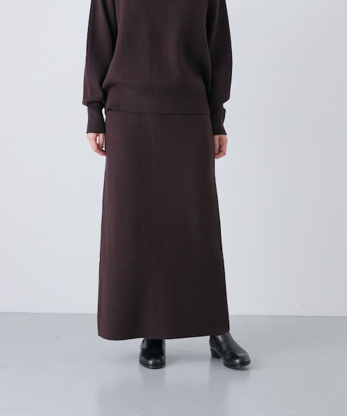 かぐれ（カグレ）の「コットンカシミヤニットスカート（スカート・レディース・CHARCOAL/BROWN・Free）」の2枚目の写真