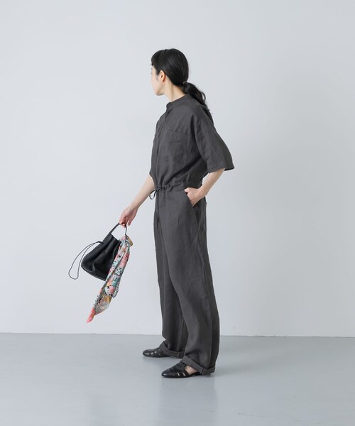 かぐれ（カグレ）の「リネンハーフスリーブオールインワン（つなぎ/オールインワン・レディース・BLACK/CHARCOAL・Free）」の21枚目の写真