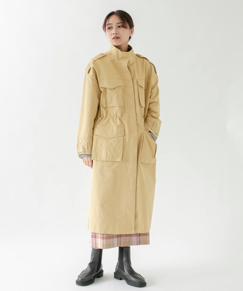 KBF（ケイビーエフ）の「ドロストミリタリーコート（ミリタリージャケット・レディース・BEIGE/KHAKI/ORANGE・one）」の8枚目の写真