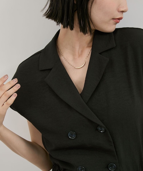 VIS（ビス）の「エアタン加工リラックスロンパース（サロペット/オーバーオール・レディース・ブラック/ベージュ系・F）」の11枚目の写真