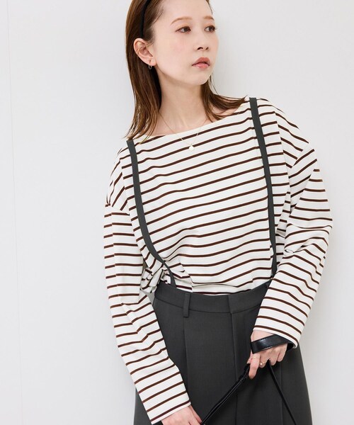 ROPE' PICNIC（ロペピクニック）の「ボックスシルエットボーダーカットソー（Tシャツ/カットソー・レディース・ブラック系/ブラウン/ネイビー系・F）」の15枚目の写真