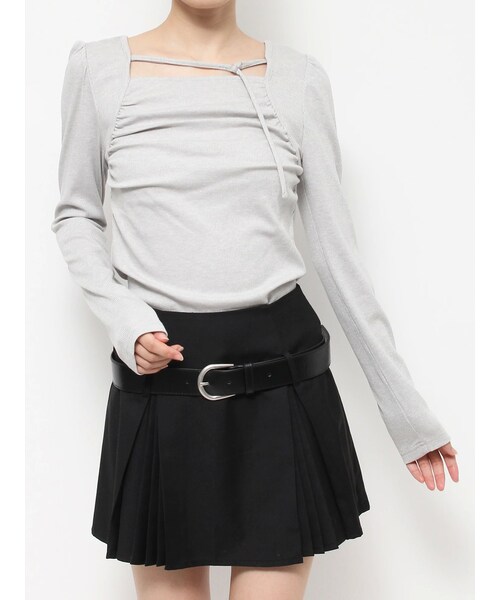 EATME（イートミー）の「サイドギャザーリブTOP（Tシャツ/カットソー・レディース・アイボリー/グレー/ピンク・F）」の8枚目の写真