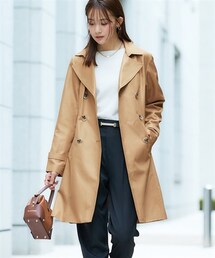 nissen | 【花粉がつきにくい】トレンチコート（裏地ストライプ・共布ベルト付）（はっ水・防汚機能）(トレンチコート)