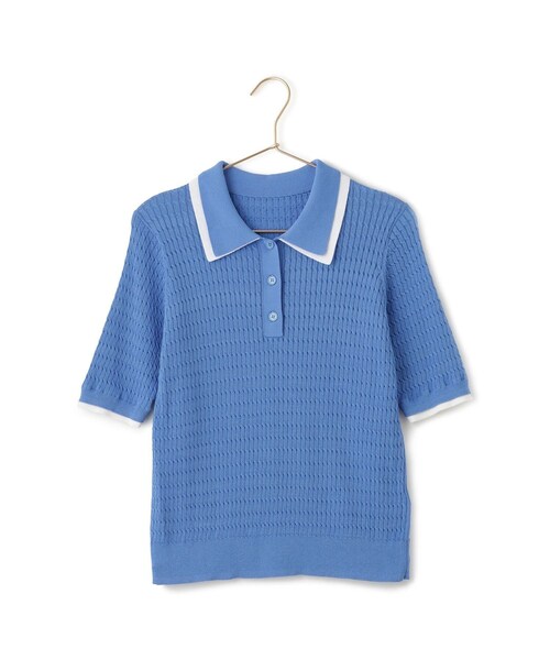 ROPE' PICNIC(ロペピクニック)の「【ちゃんと+かわいい保証】シャーベットニットミニケーブルポロカラーニット/UVケア(ニット/セーター・レディース・ブラック/ダークブラウン/キミドリ/ブルー系・F)」の8枚目の写真