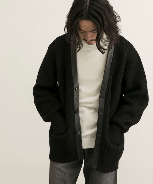 URBAN RESEARCH(アーバンリサーチ)の「COSEI 5G両畦 CARDIGAN(カーディガン/ボレロ・メンズ・BLACK/BROWN・2/3)」の1枚目の写真