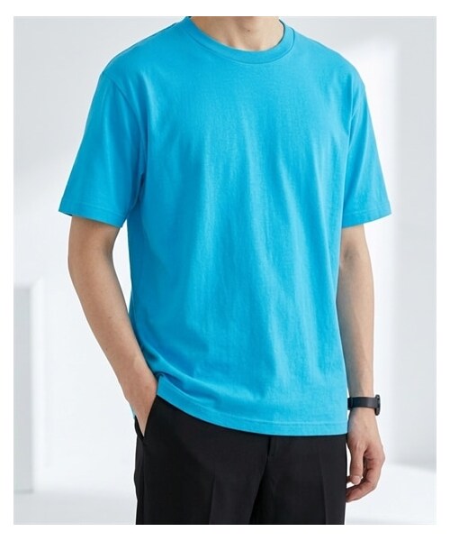 nissen（ニッセン）の「綿１００％無地クルーネック半袖Ｔシャツ（Tシャツ/カットソー・メンズ・ホワイト/デニム/チャコール/オートミール/ネイビー/ライトピンク/ライトパープル/シーブルー/ロイヤルブルー/フォレスト/アクア/ライトイエロー/オレンジ/レッド/バーガンディ/ブラック/ライトベージュ/サンドカーキ/キャメル/ダークブラウン/ダスティピンク/ダスティブルー/アーミーグリーン/セメント/サファリ/モスグレー/アシッドブルー・S/M/L/XL/XXL/XXXL/4XL/XXXXL/5XL）」の17枚目の写真