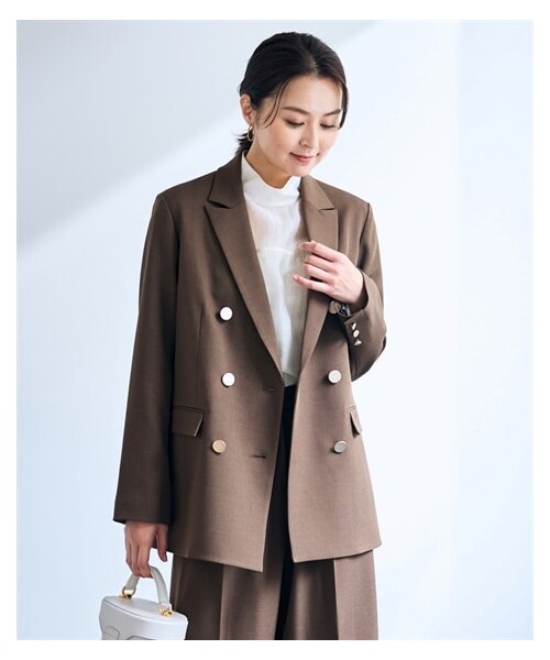 nissen（ニッセン）の「ダブルジャケット【OtonaSMILE】la farfa ２４年５月号掲載（ジャケット/アウター・レディース・キャメル/ダークネイビー/モカ・M/L/LL/3L/4L/5L/6L）」の16枚目の写真