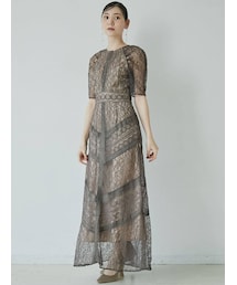 LAGUNAMOON | LADYショルダーギャザーレースマキシワンピース(ドレス)