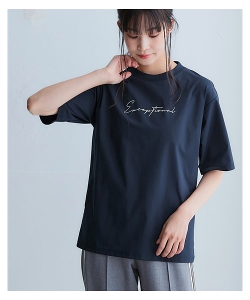 nissen（ニッセン）の「綿タッチ多機能ロゴプリントTシャツ（吸汗速乾・UVカット・抗菌防臭・形態安定）＜大きいサイズ有＞（Tシャツ/カットソー・レディース・ラベンダー/グレー/ネイビー/ナチュラル・S/M/L/LL/3L/4L/5L/6L）」の9枚目の写真