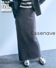 slattgir | 高身長　ストレートニットスカート（セットアップ対応）（トールサイズ）Essenave(スカート)