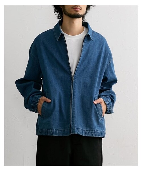 nissen（ニッセン）の「ジップアップデニムブルゾン（ジャケット/アウター・メンズ・ネイビー/ブルー・M/L/LL/3L/4L/5L/6L/8L/10L）」の4枚目の写真